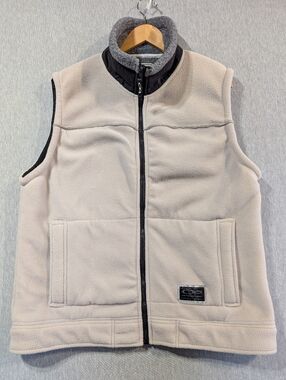 Vintage Ocean Pacific Fleece Vest Men's Medium Cream Gray Sherpa Lined